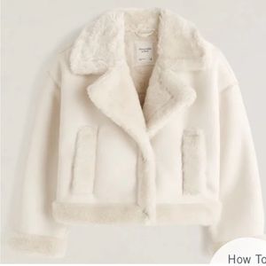 Oversized Short Sherpa-Lined Vegan Leather Coat